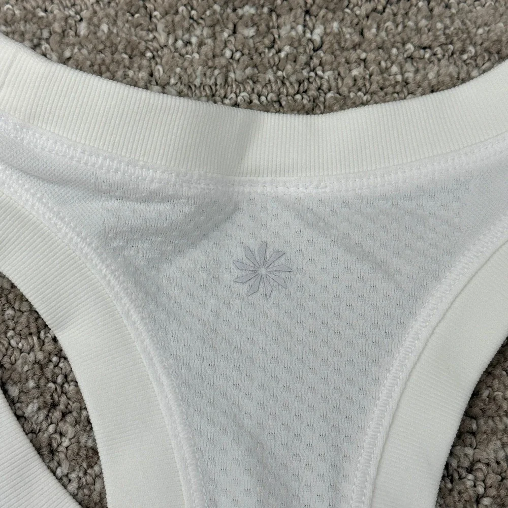 Athleta Tank Top Womens M Pink White Set of 2 Racerback Space Dye Mesh Athletic - Picture 10 of 12